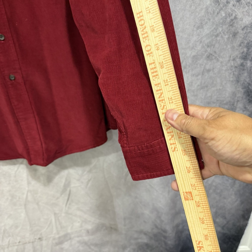 Vintage LL Bean Corduroy Long Sleeve XL Dark Red Long Sleeve Button Shirt - Picture 7 of 8